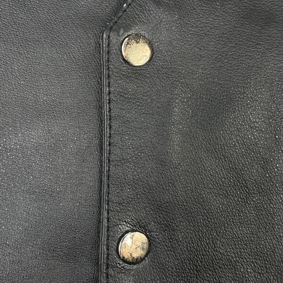 Leather Works Genuine Leather Black Biker Vest Size S Snap Front Pockets Lined - Picture 5 of 11